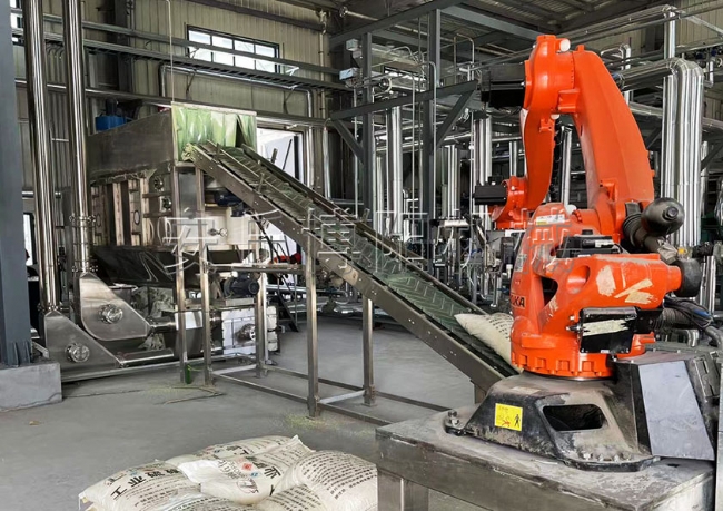 磷酸一銨全自動拆袋機優(yōu)勢、自動拆包機械手工作流程